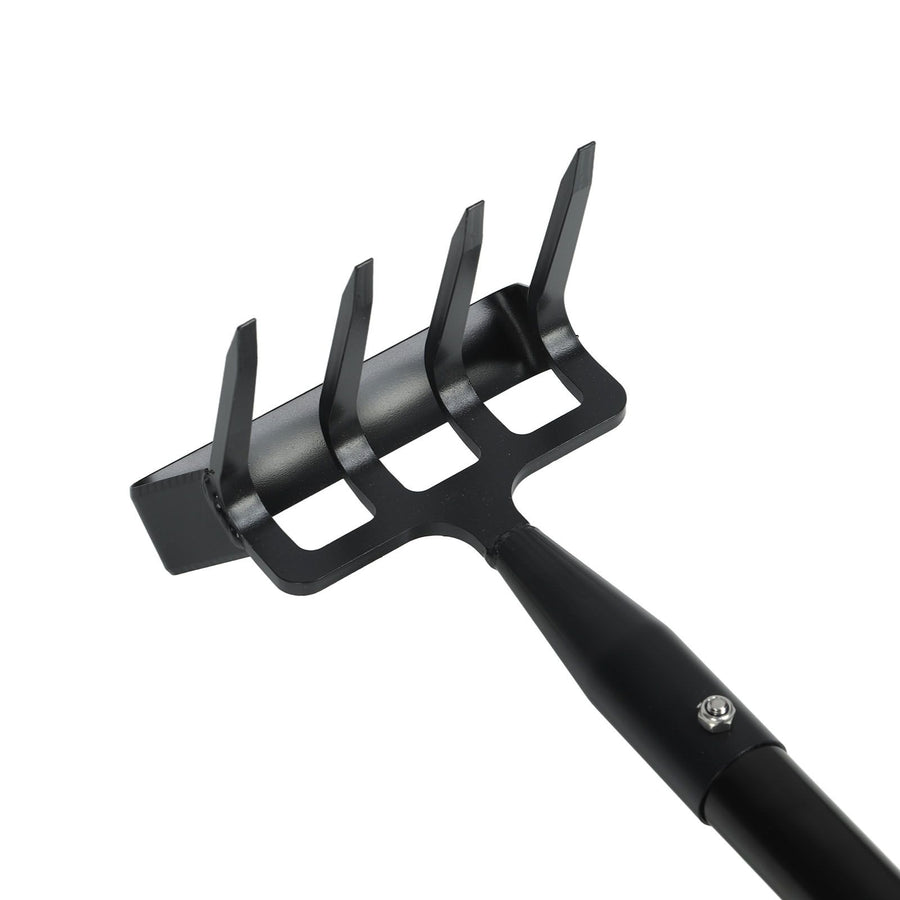 Weeding Rake Adjustable Length Stainless Steel Ergonomic Handle Hand Rake Garden Tool for Cultivating Loosening 5 Sections