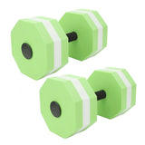 2Pcs High Density EVA Foam Dumbbell Set Aquatic Exercise Dumbbells for Men Women Indoor Swimming Pools Aerobic Fitness Rehabilitation Training Diamond Shaped Green White Green - Top-Down View