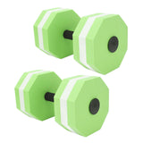 2Pcs High Density EVA Foam Dumbbell Set Aquatic Exercise Dumbbells for Men Women Indoor Swimming Pools Aerobic Fitness Rehabilitation Training Diamond Shaped Green White Green