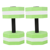 2Pcs High Density EVA Foam Dumbbell Set Aquatic Exercise Dumbbells for Men Women Indoor Swimming Pools Aerobic Fitness Rehabilitation Training Diamond Shaped Green White Green - Rear View