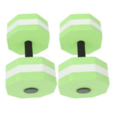 2Pcs High Density EVA Foam Dumbbell Set Aquatic Exercise Dumbbells for Men Women Indoor Swimming Pools Aerobic Fitness Rehabilitation Training Diamond Shaped Green White Green - Close-Up Angle