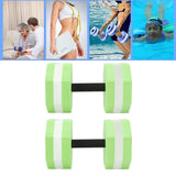 2Pcs High Density EVA Foam Dumbbell Set Aquatic Exercise Dumbbells for Men Women Indoor Swimming Pools Aerobic Fitness Rehabilitation Training Diamond Shaped Green White Green - Extra Image