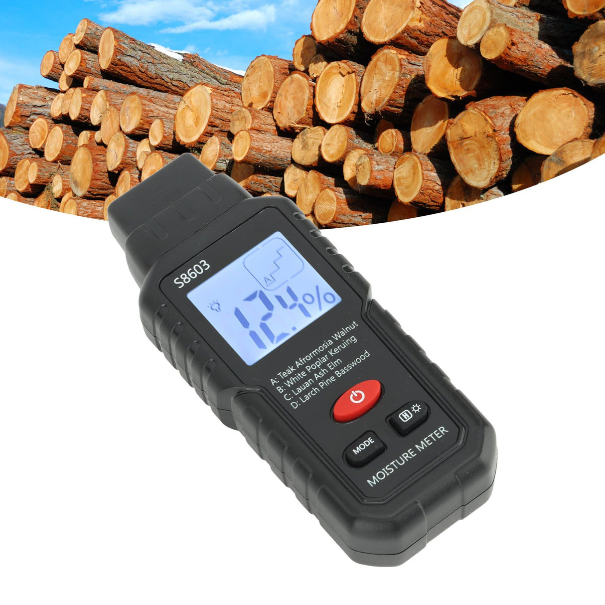 Digital Wood Moisture Meter ABS Wood Humidity Tester Light Weight Timber Damp Detector for Home Garden Yard