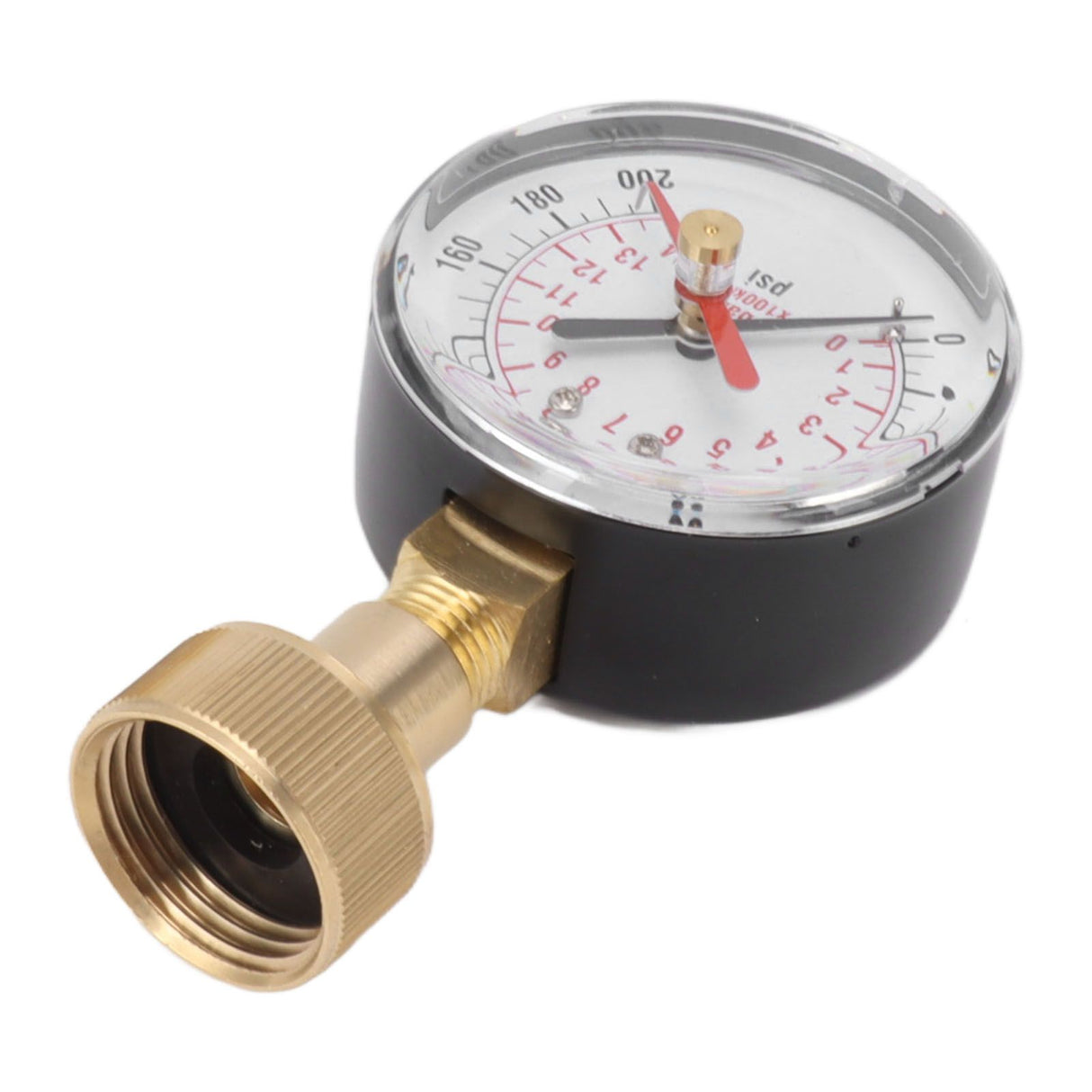 Water Pressure Gauge Aluminum Alloy Iron 0 to 200Psi Universal Water Pressure Test Gauge with 3/4 Female Hose Thread for Replacement