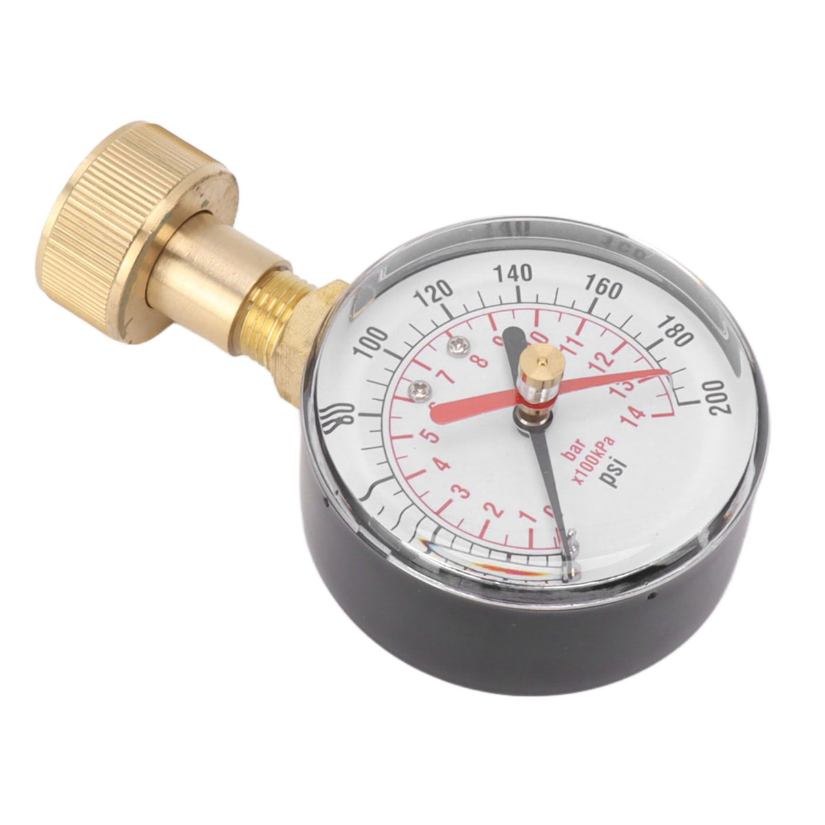 Water Pressure Gauge Aluminum Alloy Iron 0 to 200Psi Universal Water Pressure Test Gauge with 3/4 Female Hose Thread for Replacement
