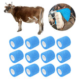 12 Pack 4.5M Animal Elastic Bandage Self Adhesive Cow Hoof Repairing Bandage Non Woven Polyester Waterproof for Livestock Blue