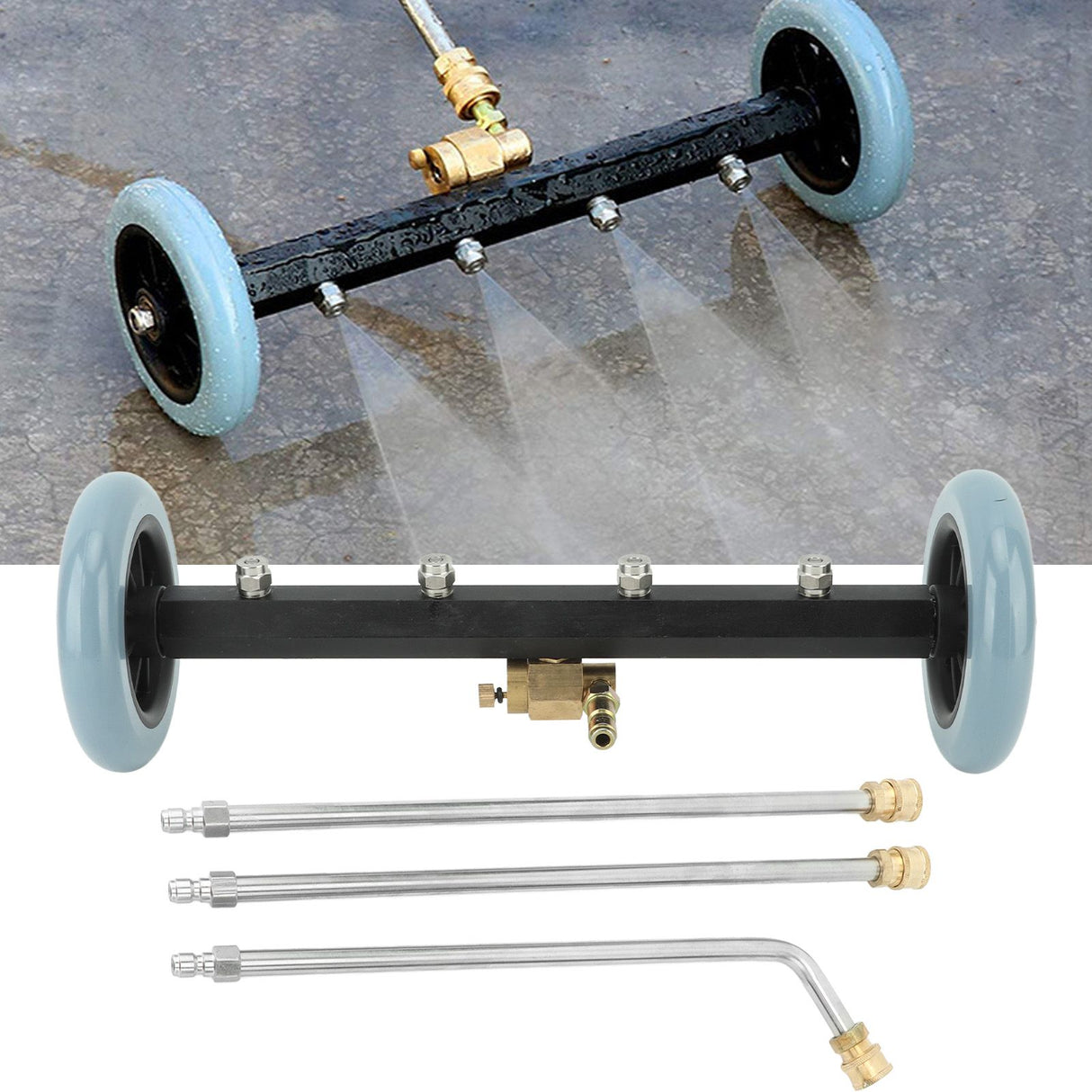 Undercarriage Cleaner Stainless Steel Brass 4000 Psi Undercarriage Cleaner Water Broom 1/4in Quick Connect for Home Road Car