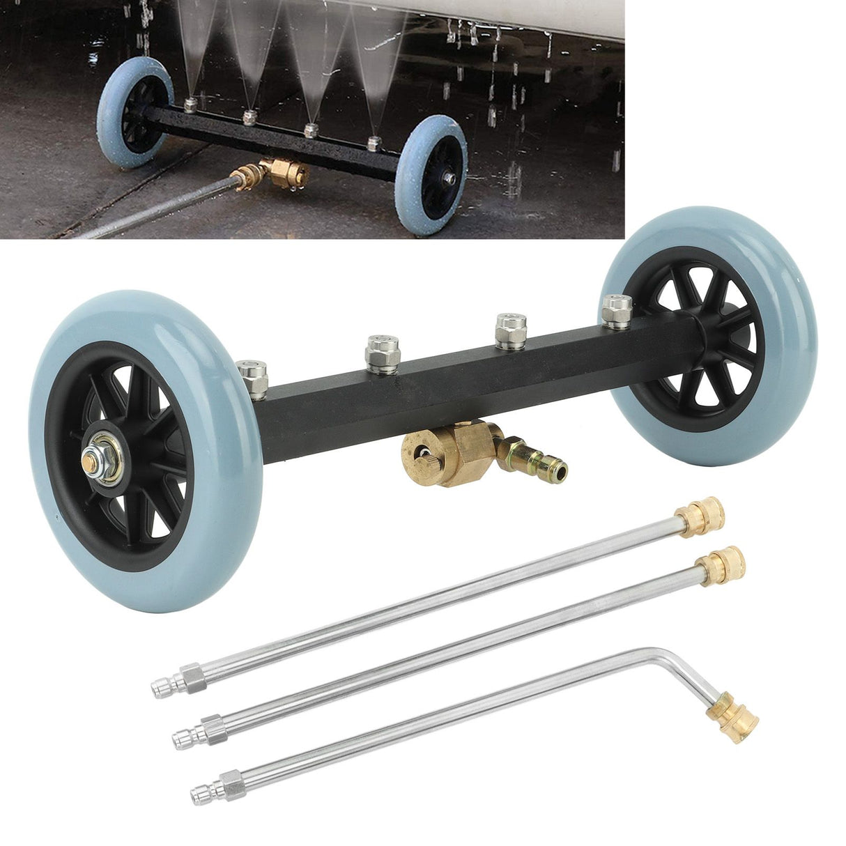 Undercarriage Cleaner Stainless Steel Brass 4000 Psi Undercarriage Cleaner Water Broom 1/4in Quick Connect for Home Road Car