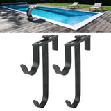 2Pcs Pool Pole Hanger Adjustable Metal Iron Pool Pole Hook Hanger Pool Accessories for Pool Poles Pool Fence Wall - Extra Image