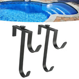 2Pcs Pool Pole Hanger Adjustable Metal Iron Pool Pole Hook Hanger Pool Accessories for Pool Poles Pool Fence Wall