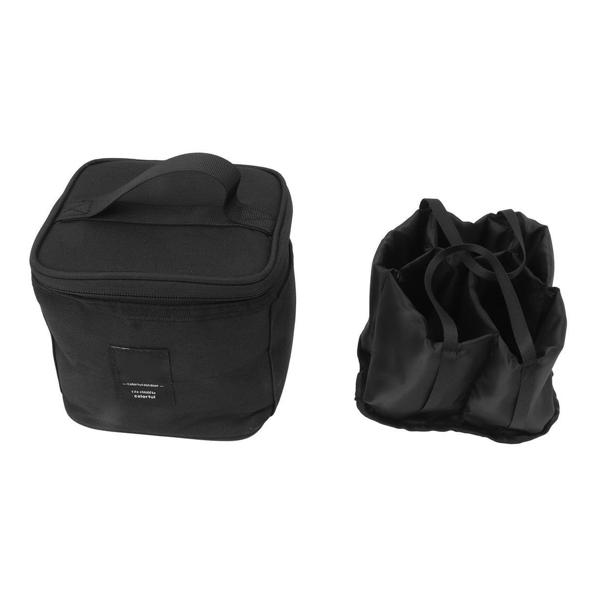 Spice Bottle Carry Bag Removable Inner Divider Oxford Cloth Portable Seasoning Jar Bag for BBQ Picnic Camping Black