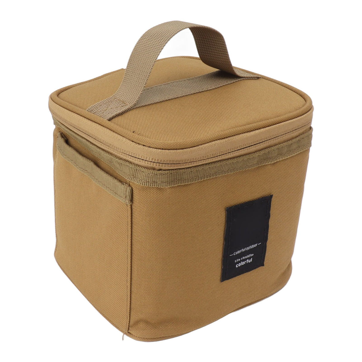 Spice Bottle Carry Bag Removable Inner Divider Oxford Cloth Portable Seasoning Jar Bag for BBQ Picnic Camping Khaki