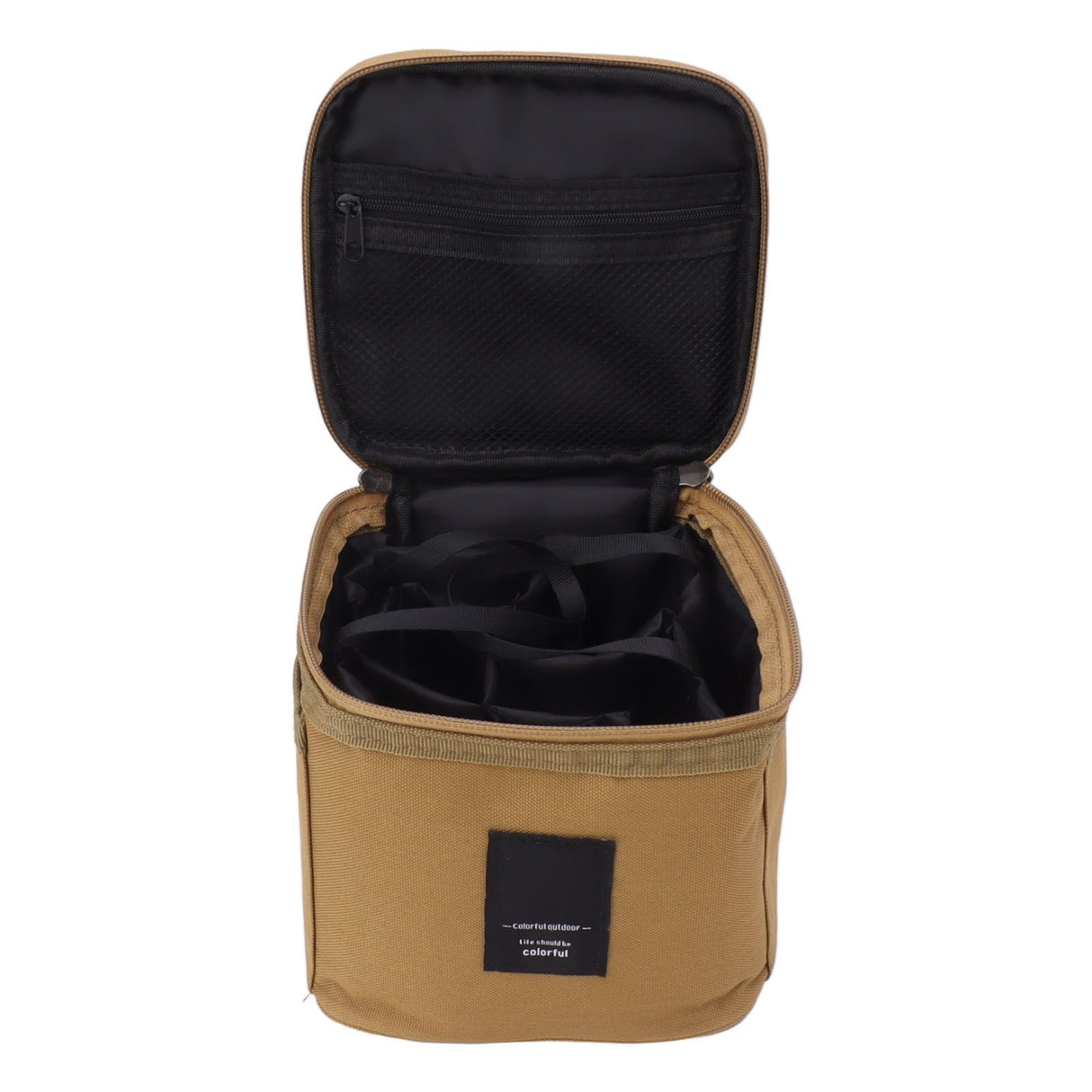 Spice Bottle Carry Bag Removable Inner Divider Oxford Cloth Portable Seasoning Jar Bag for BBQ Picnic Camping Khaki