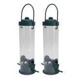 2 Set Bird Tube Feeder Plastic Transparent Hanging Finch Feeder Garden Decoration with 2 Vents 2 Ports