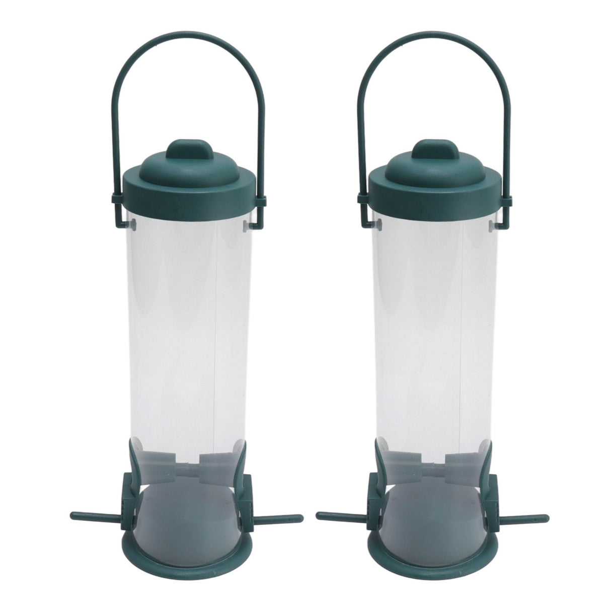 2 Set Bird Tube Feeder Plastic Transparent Hanging Finch Feeder Garden Decoration with 2 Vents 2 Ports