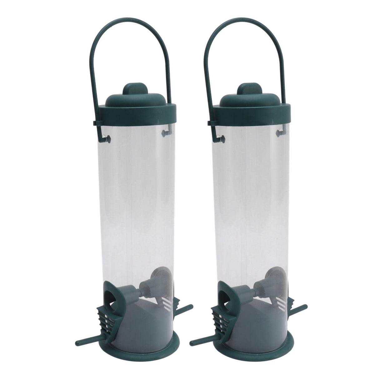 2 Set Bird Tube Feeder Plastic Transparent Hanging Finch Feeder Garden Decoration with 2 Vents 2 Ports