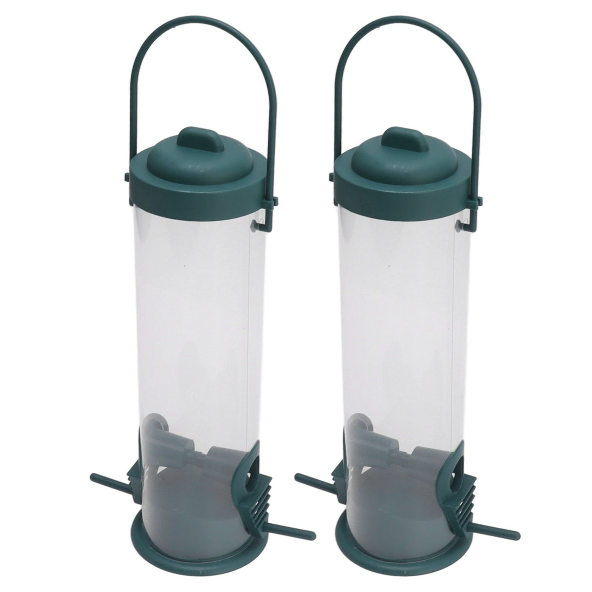2 Set Bird Tube Feeder Plastic Transparent Hanging Finch Feeder Garden Decoration with 2 Vents 2 Ports