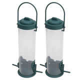 2 Set Bird Tube Feeder Plastic Transparent Hanging Finch Feeder Garden Decoration with 2 Vents 2 Ports - 45-Degree Angle
