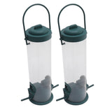 2 Set Bird Tube Feeder Plastic Transparent Hanging Finch Feeder Garden Decoration with 2 Vents 2 Ports - Rear View