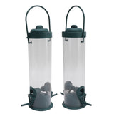 2 Set Bird Tube Feeder Plastic Transparent Hanging Finch Feeder Garden Decoration with 2 Vents 2 Ports