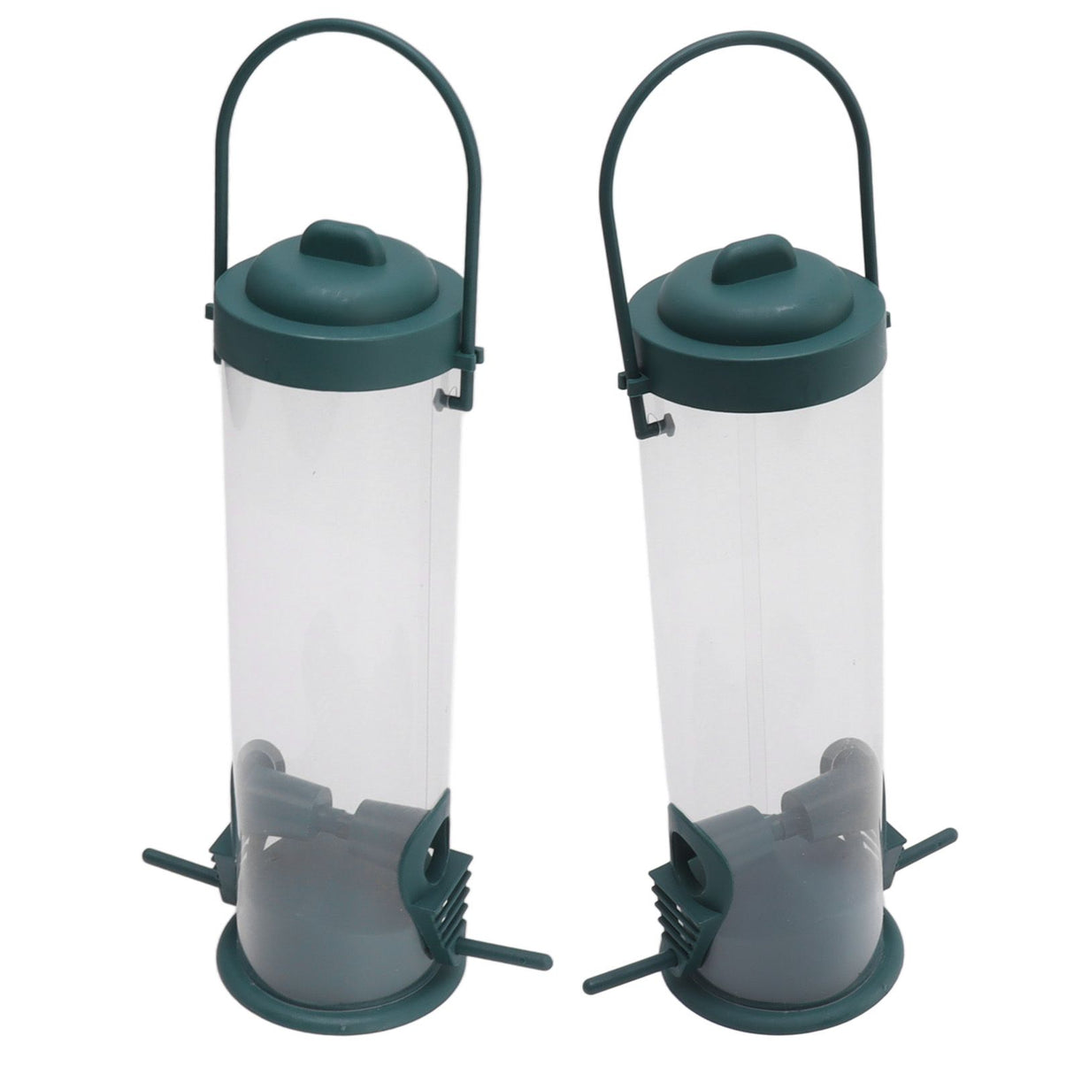 2 Set Bird Tube Feeder Plastic Transparent Hanging Finch Feeder Garden Decoration with 2 Vents 2 Ports