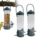 2 Set Bird Tube Feeder Plastic Transparent Hanging Finch Feeder Garden Decoration with 2 Vents 2 Ports - Extra Image