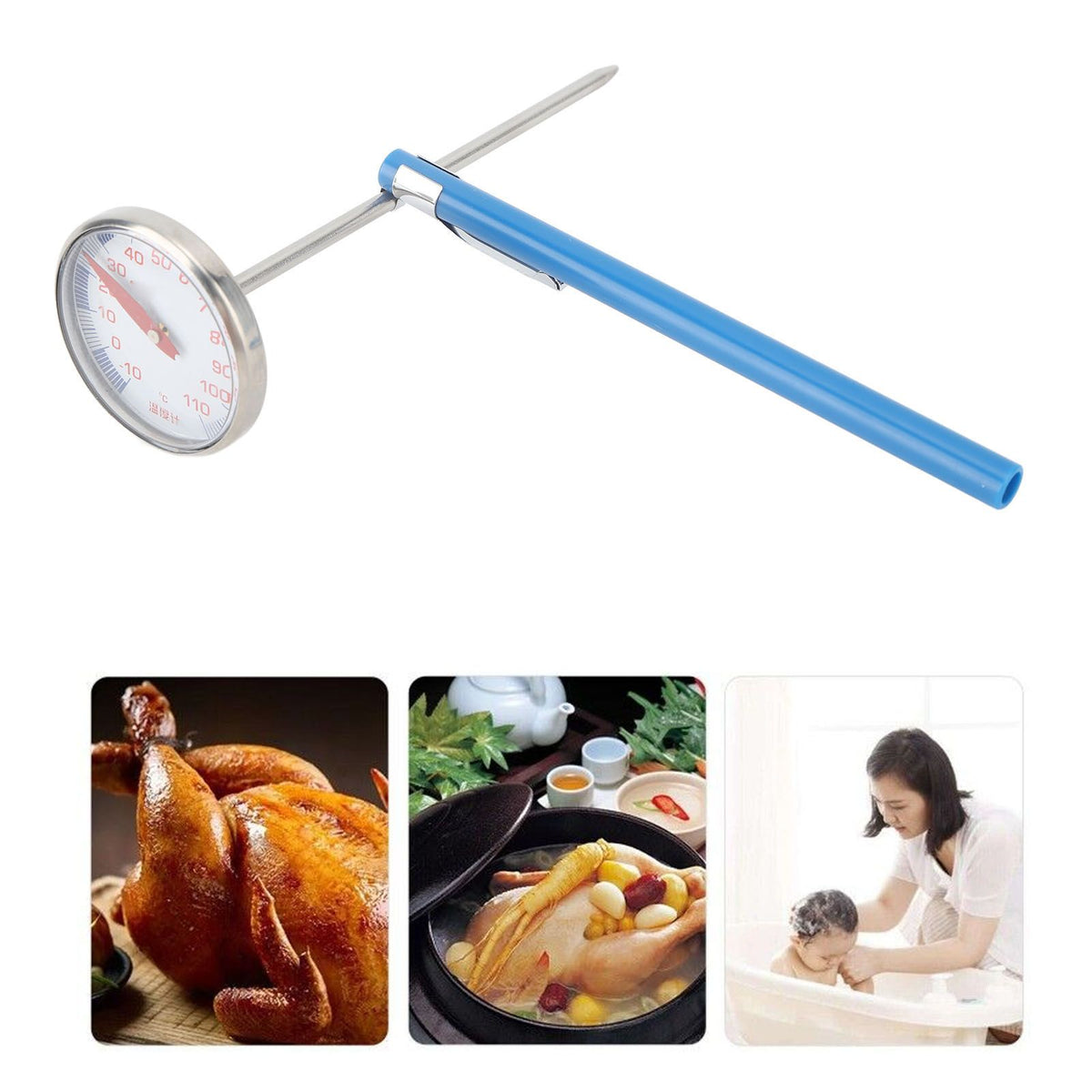 Dial Thermometer Waterproof High Temperature Resistance 304 Stainless Steel Cooking Thermometer for Kitchen