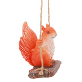 Hanging Squirrel Statues Garden Decor Cute Swing Squirrel Sculpture Outdoor Patio Ornament Animal Resin Figurine Red Brown