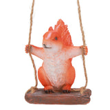 Hanging Squirrel Statues Garden Decor Cute Swing Squirrel Sculpture Outdoor Patio Ornament Animal Resin Figurine Red Brown - Top-Down View