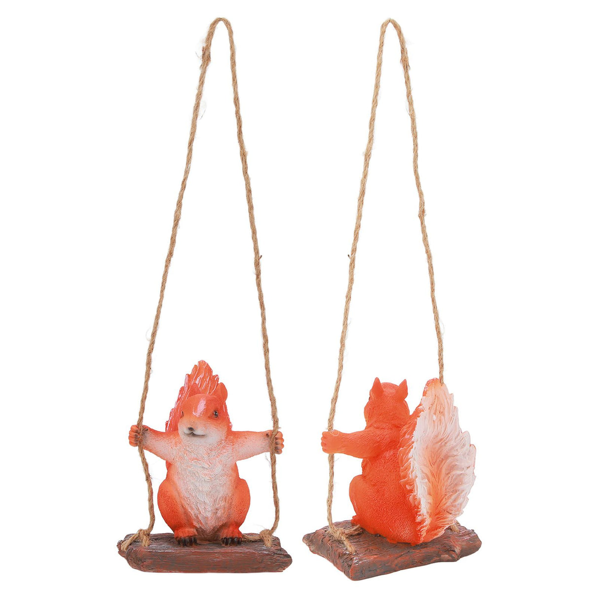 Hanging Squirrel Statues Garden Decor Cute Swing Squirrel Sculpture Outdoor Patio Ornament Animal Resin Figurine Red Brown