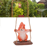 Hanging Squirrel Statues Garden Decor Cute Swing Squirrel Sculpture Outdoor Patio Ornament Animal Resin Figurine Red Brown - Extra Image
