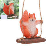 Hanging Squirrel Statues Garden Decor Cute Swing Squirrel Sculpture Outdoor Patio Ornament Animal Resin Figurine Red Brown - Extra Image