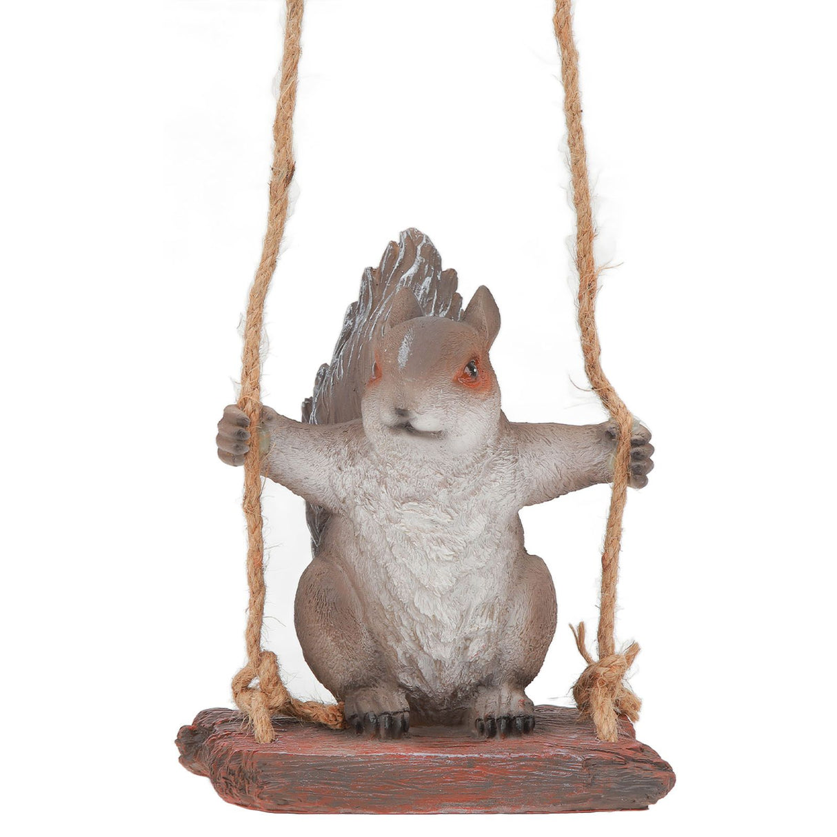 Hanging Squirrel Statues Garden Decor Cute Swing Squirrel Sculpture Outdoor Patio Ornament Animal Resin Figurine Grey Brown
