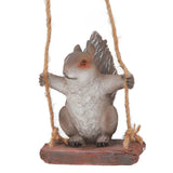 Hanging Squirrel Statues Garden Decor Cute Swing Squirrel Sculpture Outdoor Patio Ornament Animal Resin Figurine Grey Brown