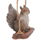 Hanging Squirrel Statues Garden Decor Cute Swing Squirrel Sculpture Outdoor Patio Ornament Animal Resin Figurine Grey Brown