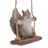 Hanging Squirrel Statues Garden Decor Cute Swing Squirrel Sculpture Outdoor Patio Ornament Animal Resin Figurine Grey Brown