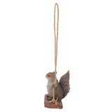 Hanging Squirrel Statues Garden Decor Cute Swing Squirrel Sculpture Outdoor Patio Ornament Animal Resin Figurine Grey Brown - Low Angle