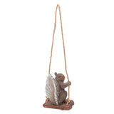 Hanging Squirrel Statues Garden Decor Cute Swing Squirrel Sculpture Outdoor Patio Ornament Animal Resin Figurine Grey Brown