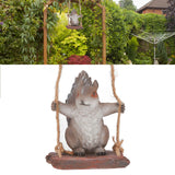 Hanging Squirrel Statues Garden Decor Cute Swing Squirrel Sculpture Outdoor Patio Ornament Animal Resin Figurine Grey Brown - Extra Image