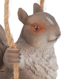 Hanging Squirrel Statues Garden Decor Cute Swing Squirrel Sculpture Outdoor Patio Ornament Animal Resin Figurine Grey Brown