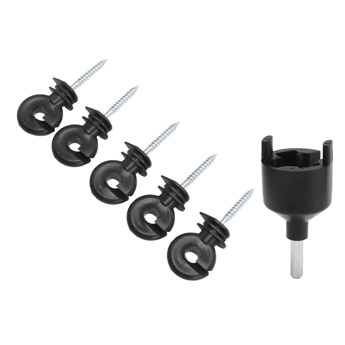 50Pcs Electric Fence Insulator Screw in Insulator Fence Ring Post Wood Post Insulator with Insulator Socket Tool