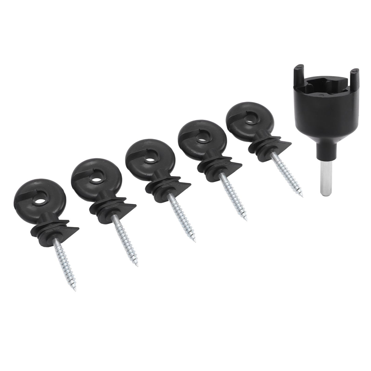 50Pcs Electric Fence Insulator Screw in Insulator Fence Ring Post Wood Post Insulator with Insulator Socket Tool