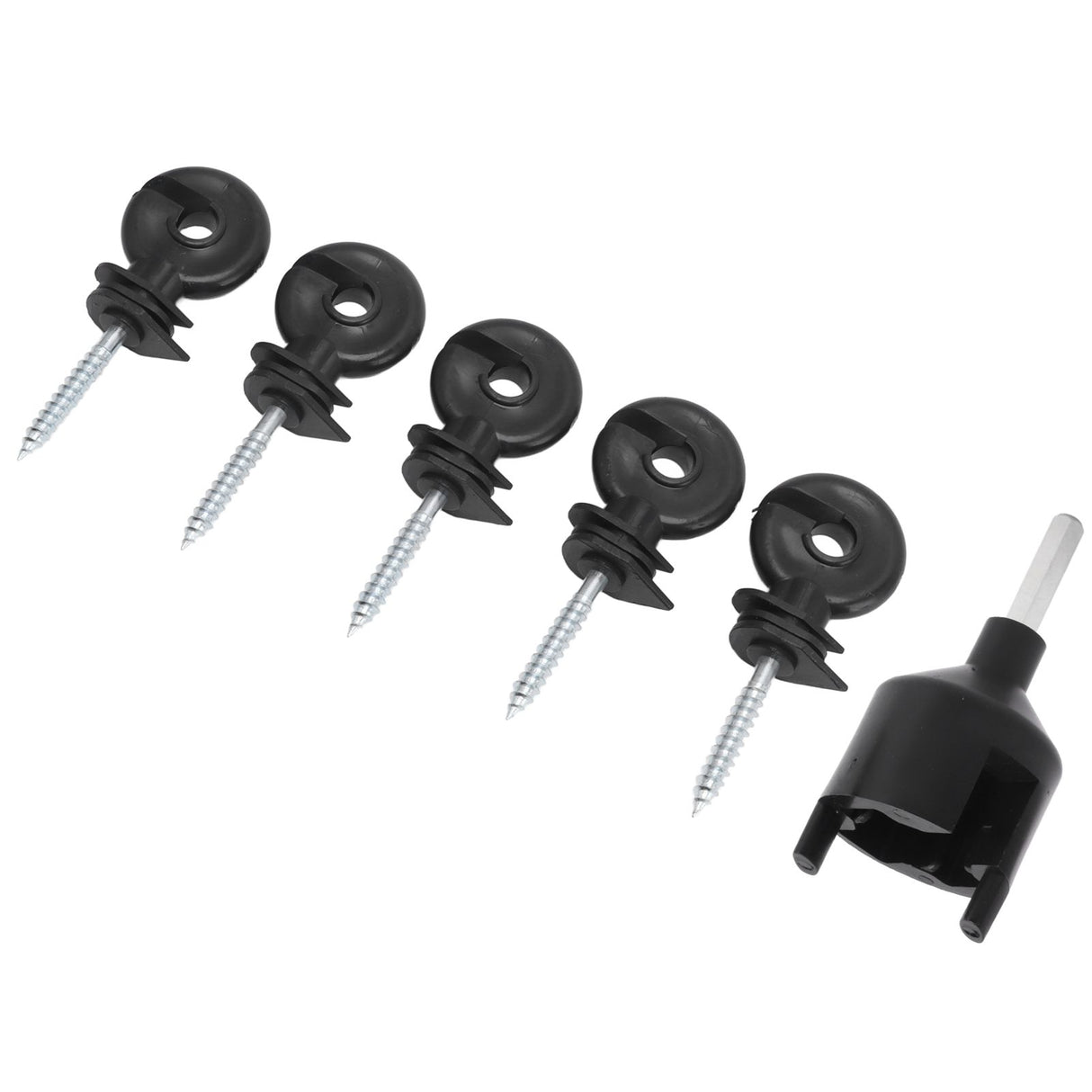 50Pcs Electric Fence Insulator Screw in Insulator Fence Ring Post Wood Post Insulator with Insulator Socket Tool