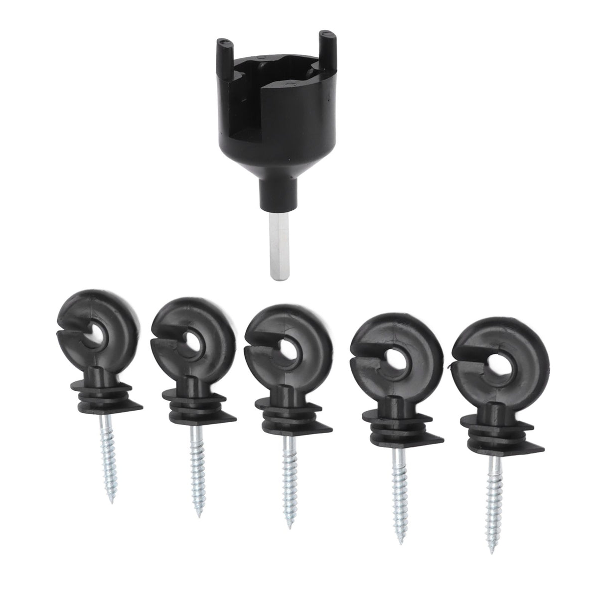 50Pcs Electric Fence Insulator Screw in Insulator Fence Ring Post Wood Post Insulator with Insulator Socket Tool