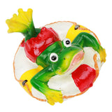 Frog Pond Ornaments Resin Colorfast Easy Float Water Floating Frog Garden Statue for Home Garden Yard Swimming Ring Frog - Front View