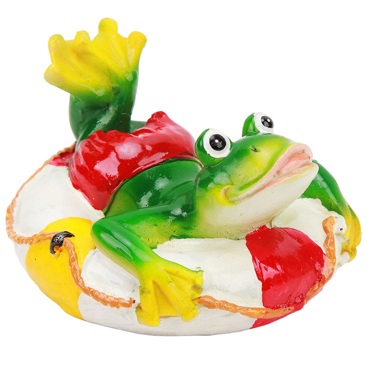 Frog Pond Ornaments Resin Colorfast Easy Float Water Floating Frog Garden Statue for Home Garden Yard Swimming Ring Frog