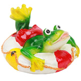 Frog Pond Ornaments Resin Colorfast Easy Float Water Floating Frog Garden Statue for Home Garden Yard Swimming Ring Frog - Extra Image