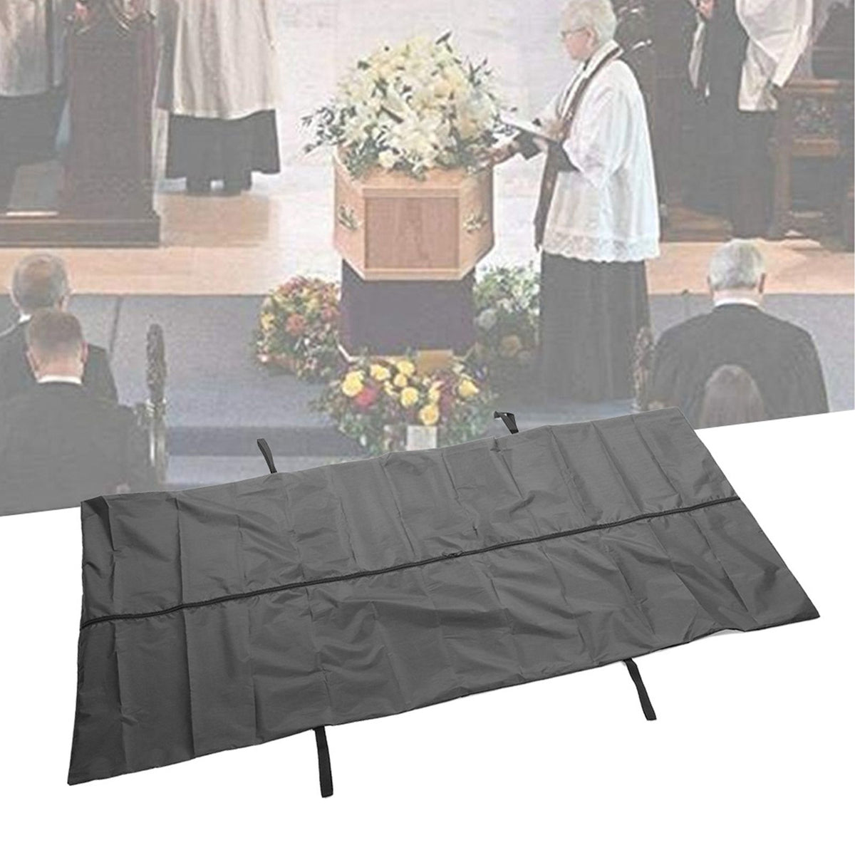 Black Emergency Cadaver Body Bag Oxford Cloth Body Storage Bag 210D Waterproof for Funeral Hospital Transportation 210x75cm/82.7x29.5in