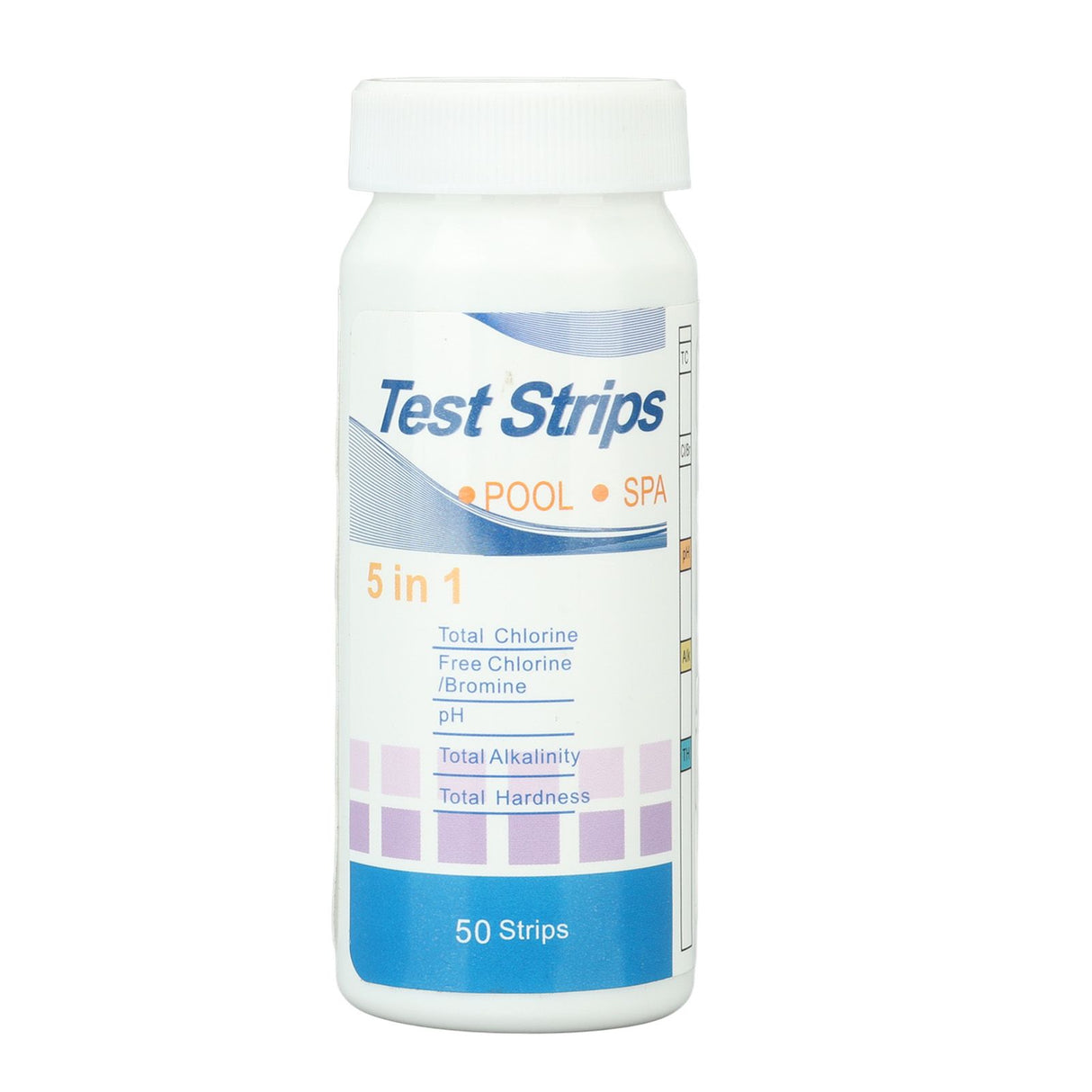 50pcs Swimming Pool Test Papers 5 in 1 Test Water Quality PH Cl Total Alkali Free Chlorine Pool Test Strips