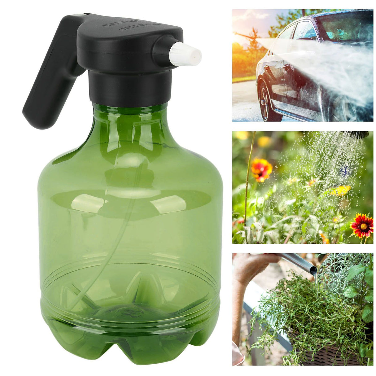 3L Electric Spray Bottle Rechargeable High Pressure Cleaning Spray Can for Watering Flowers Garden Cleaning Green